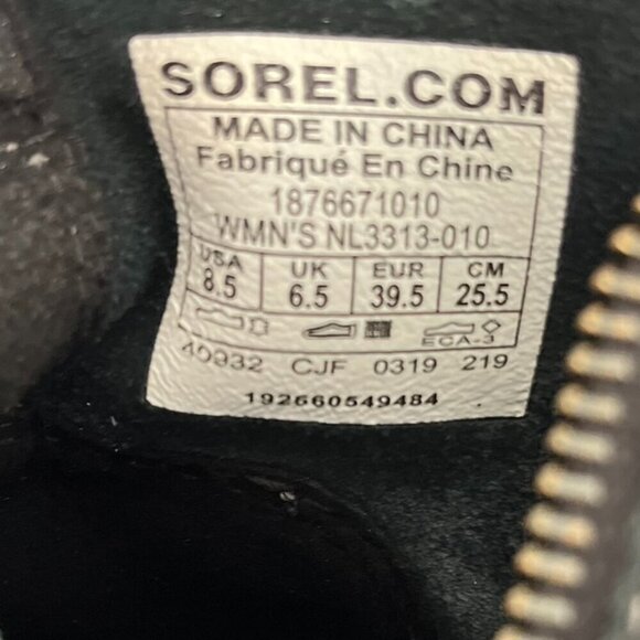 Sorel Leather Evie Black Leather Waterproof Outdoor Side-zip Boots Sz 8.5 - Picture 9 of 10